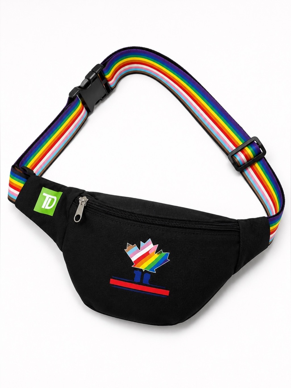 Success Brands Rainbow Strap Belt Bag Fanny Pack Crossbody Black